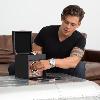 WOLF Axis Single Watch Winder med opbevaring - kobber