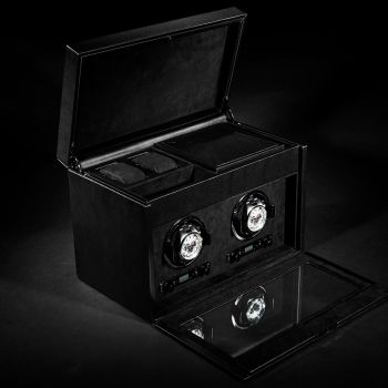 WOLF British Racing Remontoir De Montre Double Avec Rangement - Noir