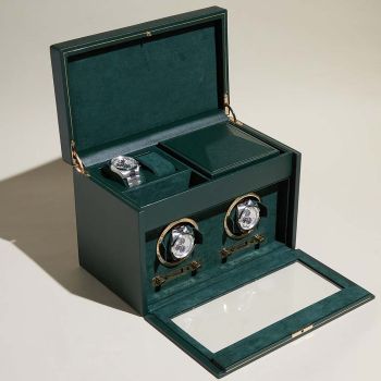 WOLF British Racing Remontoir De Montre Double Avec Rangement - Vert